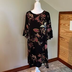 H&M Black Floral Ruffle Sleeve Dress 10